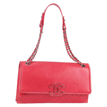 CHANEL Matelasse Chain Shoulder Bag Lamb Skin Pink Silver CC Auth 138989A