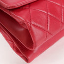 CHANEL Matelasse Chain Shoulder Bag Lamb Skin Pink Silver CC Auth 138989A-11