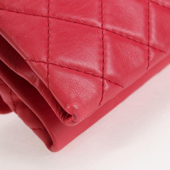 CHANEL Matelasse Chain Shoulder Bag Lamb Skin Pink Silver CC Auth 138989A