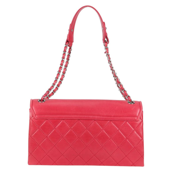 CHANEL Matelasse Chain Shoulder Bag Lamb Skin Pink Silver CC Auth 138989A