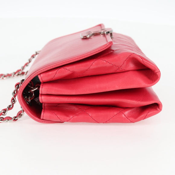 CHANEL Matelasse Chain Shoulder Bag Lamb Skin Pink Silver CC Auth 138989A