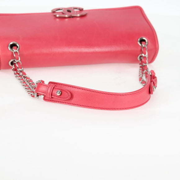 CHANEL Matelasse Chain Shoulder Bag Lamb Skin Pink Silver CC Auth 138989A