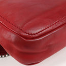 CHANEL Chain Shoulder Bag Lamb Skin Red Silver CC Auth 138990A-16