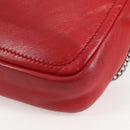CHANEL Chain Shoulder Bag Lamb Skin Red Silver CC Auth 138990A-17