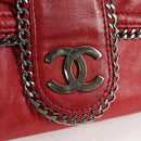 CHANEL Chain Shoulder Bag Lamb Skin Red Silver CC Auth 138990A-18