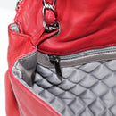 CHANEL Chain Shoulder Bag Lamb Skin Red Silver CC Auth 138990A-24