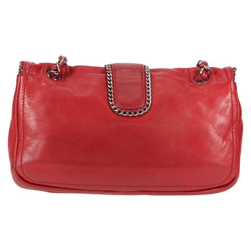 CHANEL Chain Shoulder Bag Lamb Skin Red Silver CC Auth 138990A - 0