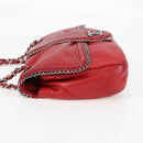 CHANEL Chain Shoulder Bag Lamb Skin Red Silver CC Auth 138990A-3