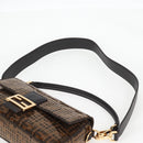 FENDI Zucca Canvas Mamma bucket Shoulder Bag Sequin 2way Brown Gold Auth 138993A-10