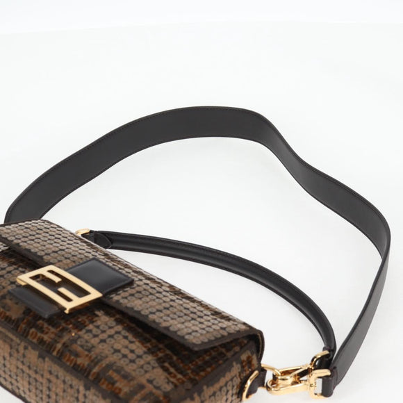 FENDI Zucca Canvas Mamma bucket Shoulder Bag Sequin 2way Brown Gold Auth 138993A