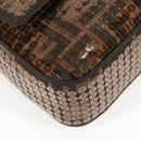 FENDI Zucca Canvas Mamma bucket Shoulder Bag Sequin 2way Brown Gold Auth 138993A-12