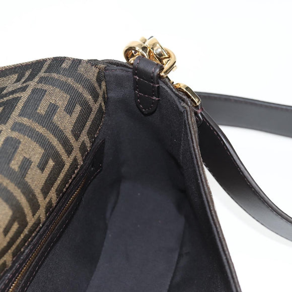 FENDI Zucca Canvas Mamma bucket Shoulder Bag Sequin 2way Brown Gold Auth 138993A