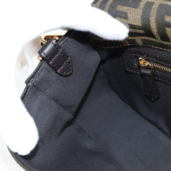 FENDI Zucca Canvas Mamma bucket Shoulder Bag Sequin 2way Brown Gold Auth 138993A