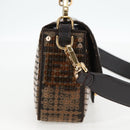 FENDI Zucca Canvas Mamma bucket Shoulder Bag Sequin 2way Brown Gold Auth 138993A-5