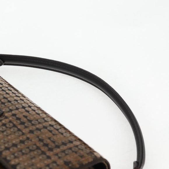 FENDI Zucca Canvas Mamma bucket Shoulder Bag Sequin 2way Brown Gold Auth 138993A