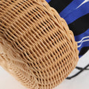 PRADA Rattan Hand Bag Canvas 2way Blue Gold 1BH115 Auth 138994SM-18