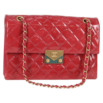 CHANEL Matelasse Chain Shoulder Bag Enamel Pink Gold CC Auth 138996A