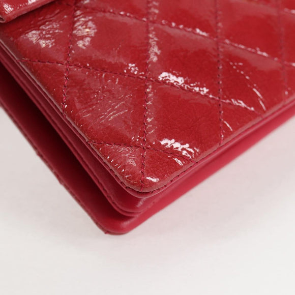 CHANEL Matelasse Chain Shoulder Bag Enamel Pink Gold CC Auth 138996A