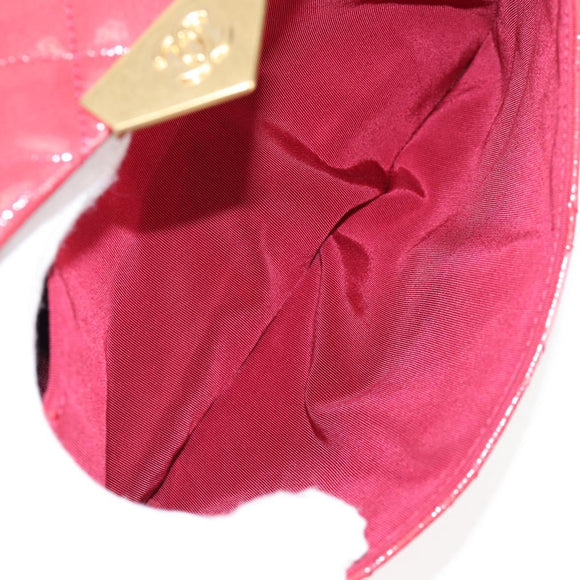 CHANEL Matelasse Chain Shoulder Bag Enamel Pink Gold CC Auth 138996A