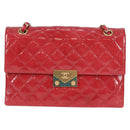 CHANEL Matelasse Chain Shoulder Bag Enamel Pink Gold CC Auth 138996SAM-13