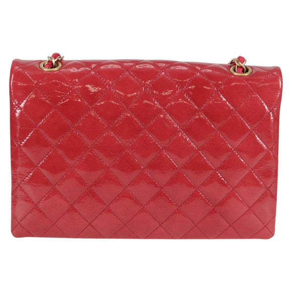 CHANEL Matelasse Chain Shoulder Bag Enamel Pink Gold CC Auth 138996A