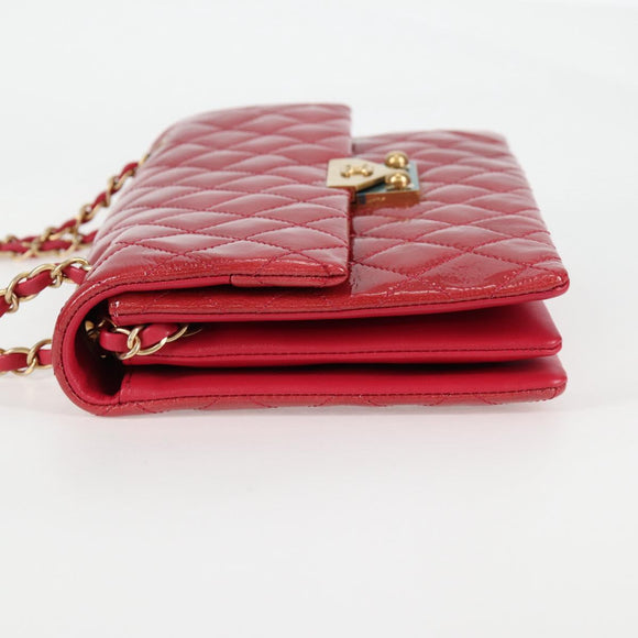 CHANEL Matelasse Chain Shoulder Bag Enamel Pink Gold CC Auth 138996A