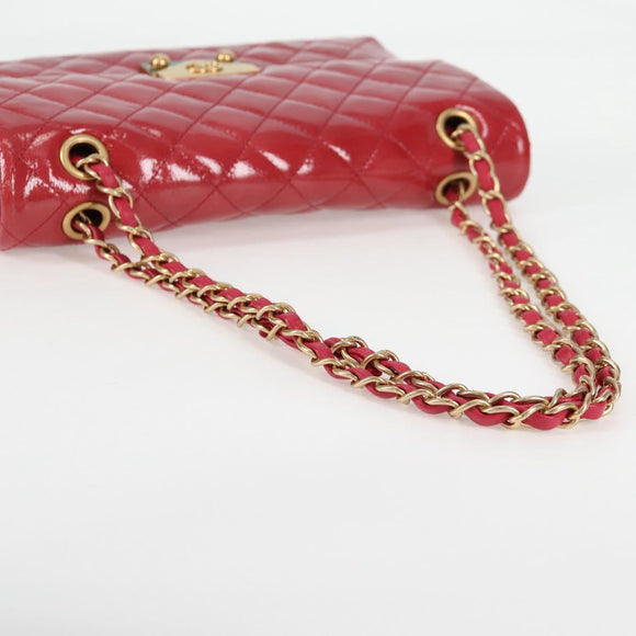 CHANEL Matelasse Chain Shoulder Bag Enamel Pink Gold CC Auth 138996A