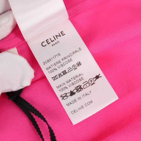 CELINE Short Sleeved T Shirt Rayon Pink Auth 138998