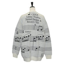 LOUIS VUITTON Knitted Fabrics Musical Note Pattern Wool XS White Auth 139001-2