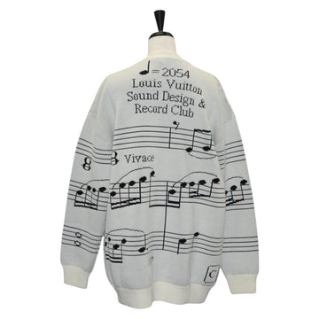 LOUIS VUITTON Knitted Fabrics Musical Note Pattern Wool XS White Auth 139001 - 0