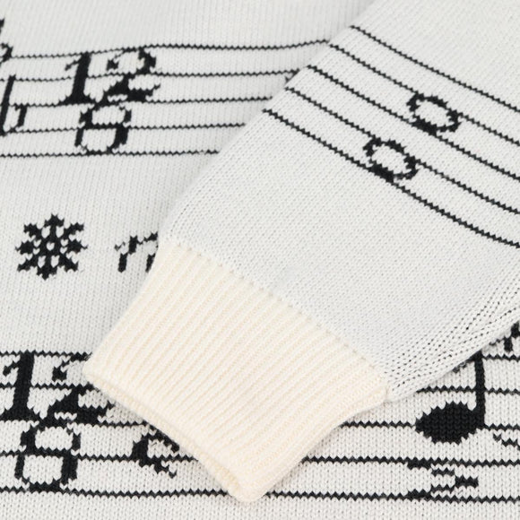 LOUIS VUITTON Knitted Fabrics Musical Note Pattern Wool XS White Auth 139001