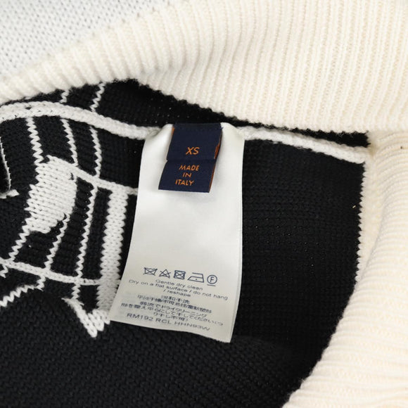 LOUIS VUITTON Knitted Fabrics Musical Note Pattern Wool XS White Auth 139001