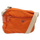 PRADA Shoulder Bag Nylon Orange Silver Auth 139008-1