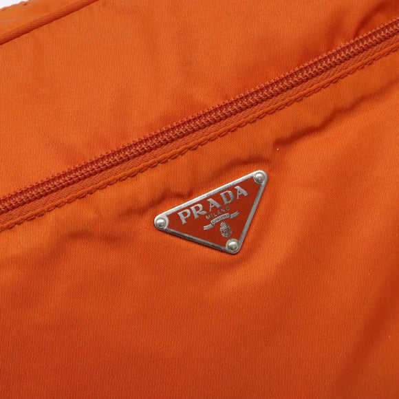 PRADA Shoulder Bag Nylon Orange Silver Auth 139008