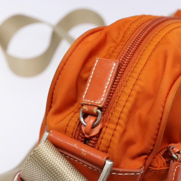 PRADA Shoulder Bag Nylon Orange Silver Auth 139008