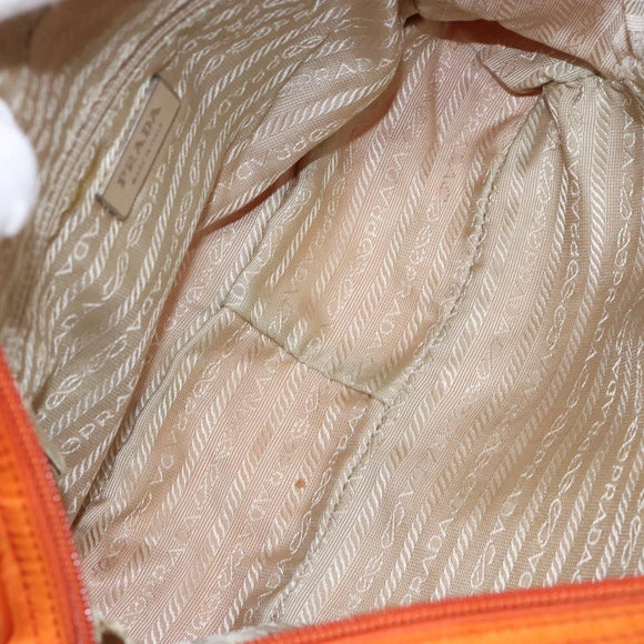 PRADA Shoulder Bag Nylon Orange Silver Auth 139008