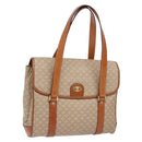 CELINE Macadam Canvas Shoulder Bag Beige Gold Auth 139013-1