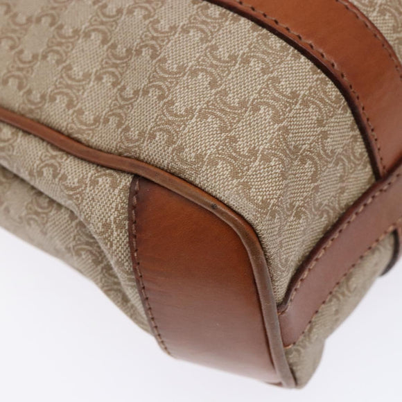 CELINE Macadam Canvas Shoulder Bag Beige Gold Auth 139013