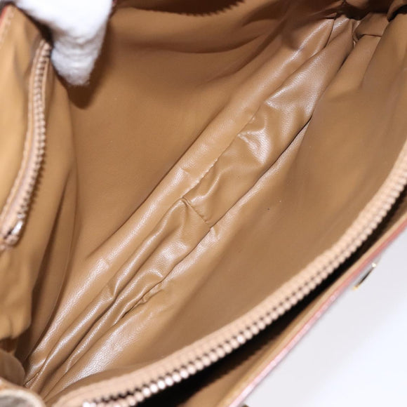 CELINE Macadam Canvas Shoulder Bag Beige Gold Auth 139013