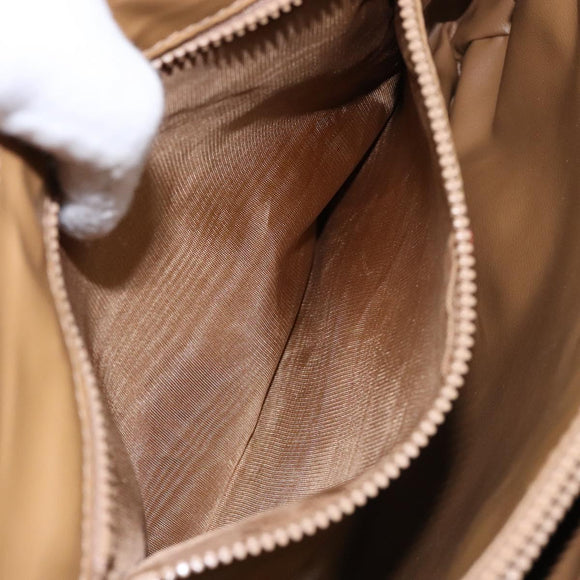 CELINE Macadam Canvas Shoulder Bag Beige Gold Auth 139013