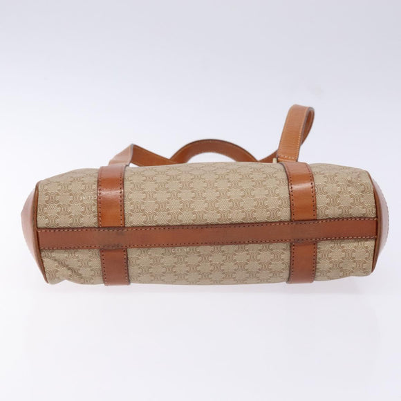 CELINE Macadam Canvas Shoulder Bag Beige Gold Auth 139013