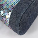 CHANEL Sequin Hand Bag Denim Blue CC Auth 139014SAV-15