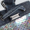 CHANEL Sequin Hand Bag Denim Blue CC Auth 139014V-10
