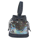 CHANEL Sequin Hand Bag Denim Blue CC Auth 139014V-13