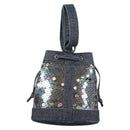 CHANEL Sequin Hand Bag Denim Blue CC Auth 139014V-2