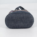 CHANEL Sequin Hand Bag Denim Blue CC Auth 139014SAV-5