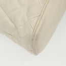 CHANEL Matelasse Chain Shoulder Bag Lamb Skin White Gold CC Auth 139015-12
