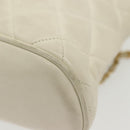 CHANEL Matelasse Chain Shoulder Bag Lamb Skin White Gold CC Auth 139015-13