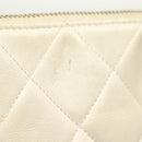 CHANEL Matelasse Chain Shoulder Bag Lamb Skin White Gold CC Auth 139015-15