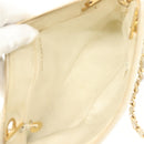 CHANEL Matelasse Chain Shoulder Bag Lamb Skin White Gold CC Auth 139015-17